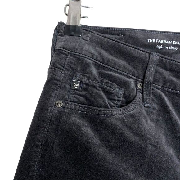 AG Adriano Goldschmied Velvet Pants Womens 27 Gray Farrah Skinny High Rise NWT - Picture 8 of 13